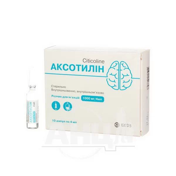 Аксотилін розчин для ін'єкцій 1000 мг/4 мл ампула 4 мл касета №10