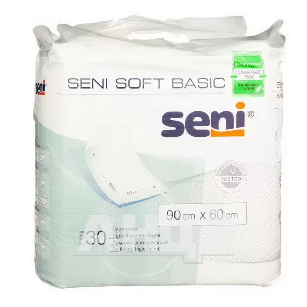 %Одноразовые пеленки Seni Soft Basic 60х90 см №30
