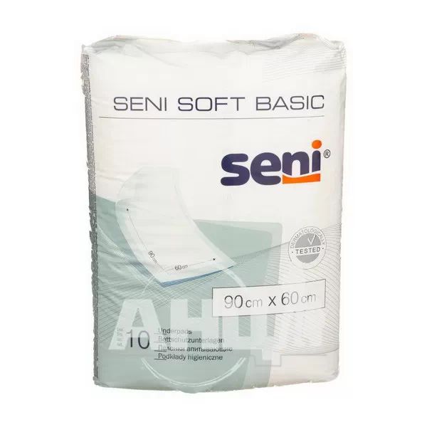 %Пелюшки гігієнічні Seni soft basic 90 см х 60 см №10