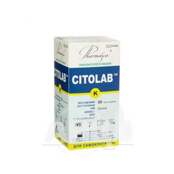 %Тест-смужки CITOLAB K для визначення кетонів №50