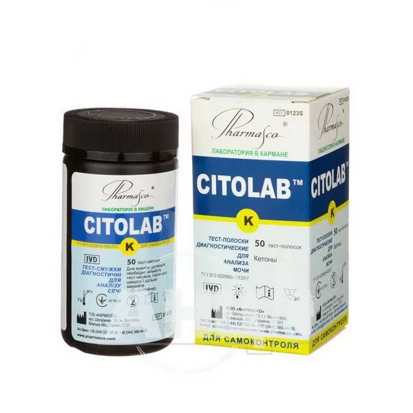 Тест-смужки CITOLAB K для визначення кетонів №50