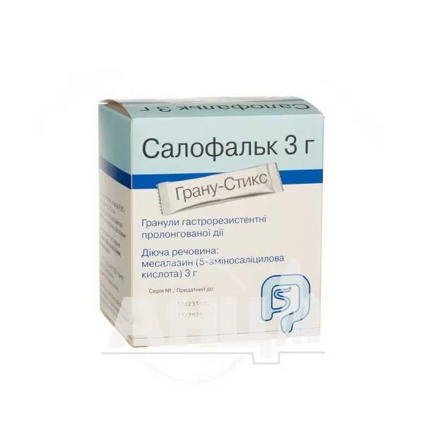 %Салофальк гранули гастрорезистентні пролонговані 3 г пакетик Грану-Стикс № 50