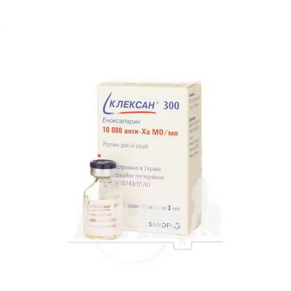 Клексан 300 раствор для инъекций 10000 анти-Ха МЕ/1мл флакон многодозовый 3 мл №1