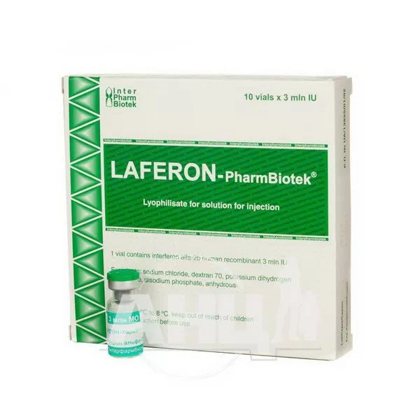 Лаферон-ФармБиотек лиофилизированный порошок для раствора для инъекций 3000000 МЕ флакон №10