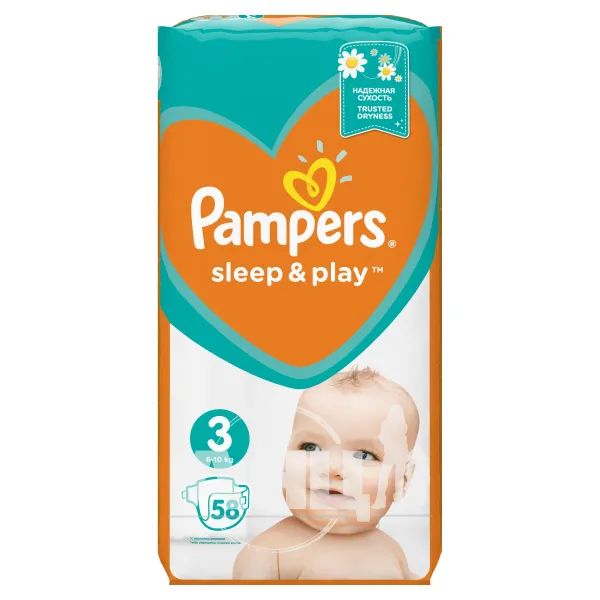 %Подгузники детские Pampers Sleep & Play Midi с ромашкой №58