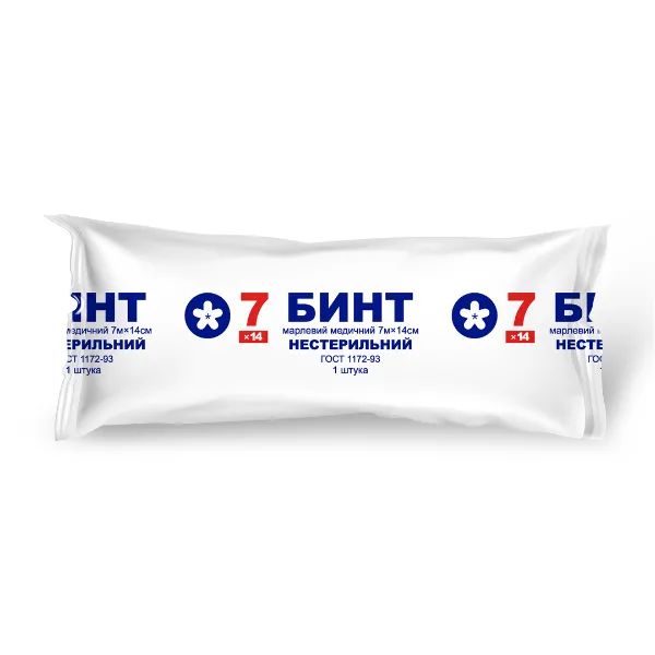 %Бинт марлевий медичний нестерильний 7 м х 14 см