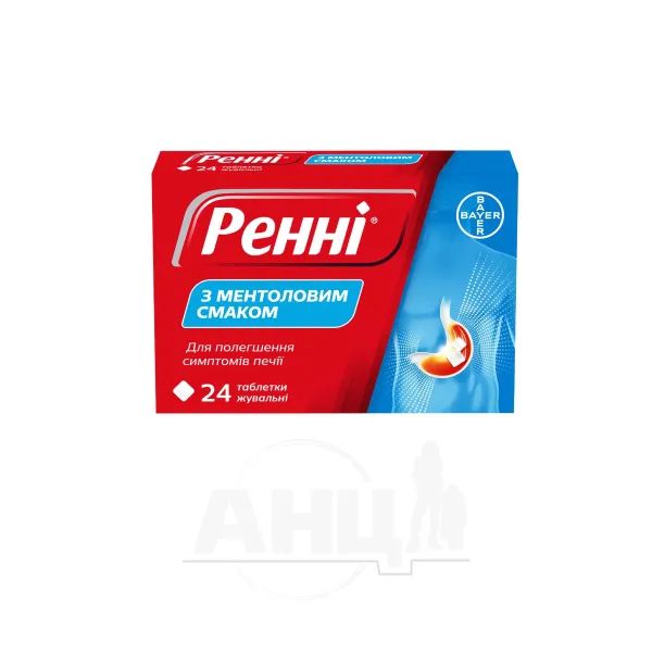 Ренні з ментоловим смаком таблетки жувальні блістер №24