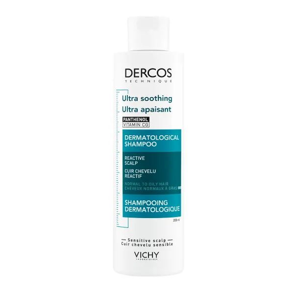 %Заспокійливий Шампунь Vichy Dercos для чутливої шкіри голови для нормального та жирного волосся 200 мл