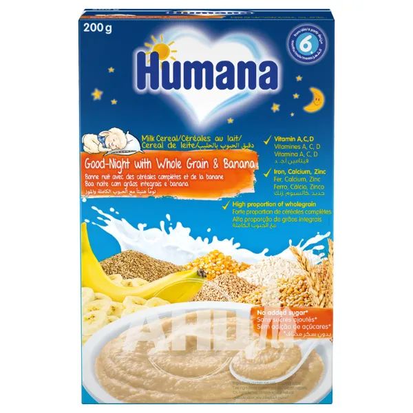 %Каша Humana мультизлакова молочна з бананом солодкі сни 250 г