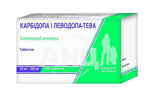 %Карбидопа и леводопа-Тева таблетки 25 мг + 250 мг блистер №100