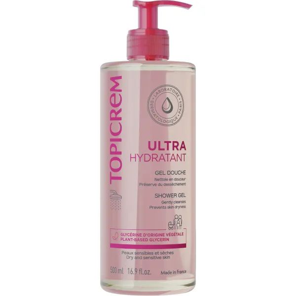 Мягкий очищающий гель Топикрем Topicrem Ультраувлажняющий для кожи тела и волос 500 мл