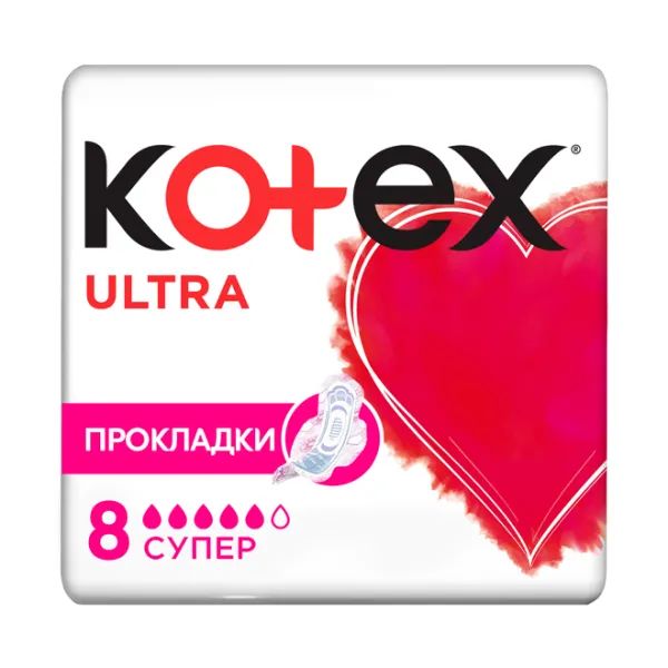 %Прокладки женские гигиенические Kotex Ultra Super Dry №8