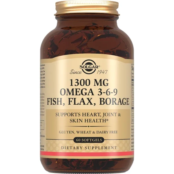 %Solgar Омега 3-6-9 комплекс жирных кислот ЭЖК 1300 мг капсулы №60