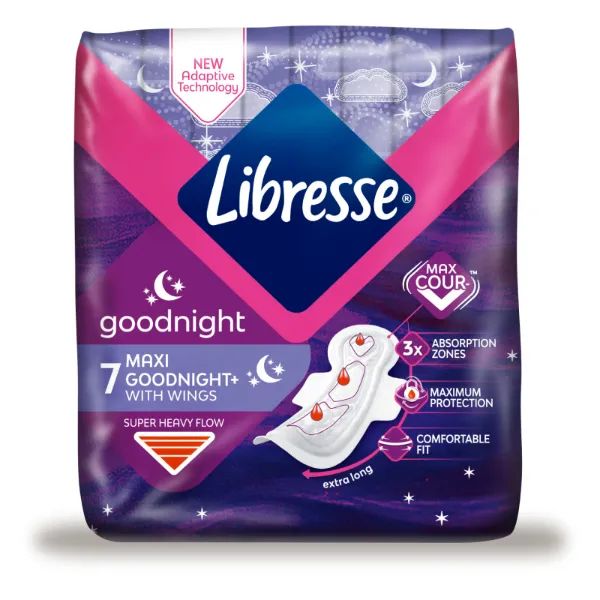 %Прокладки жіночі гігієнічні Libresse Natural Care Maxi Goodnight №7