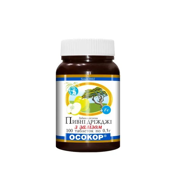 %Пивные дрожжи Осокор с железом таблетки 0,5 г №100