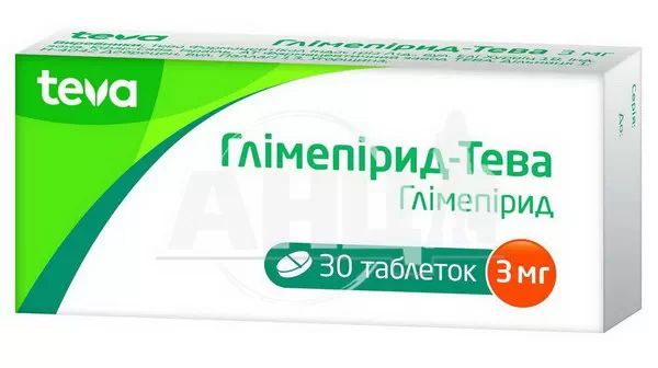 %Глімепірид-Тева таблетки 3 мг блістер №30