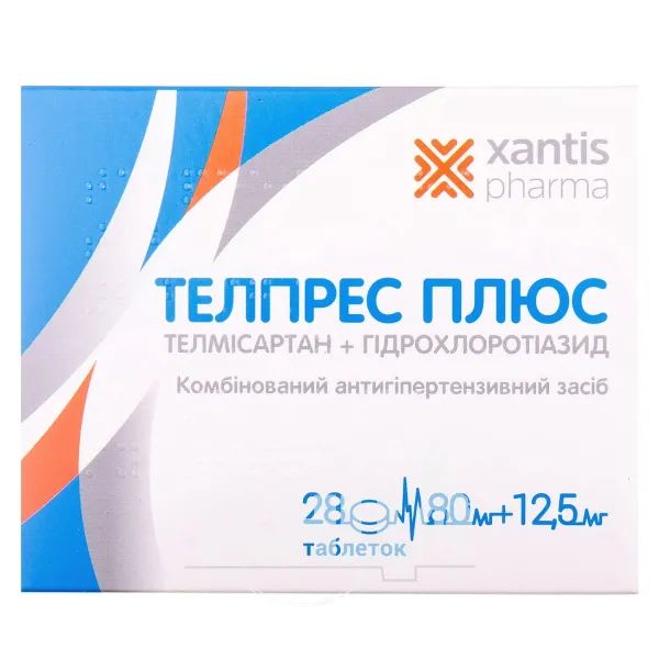 %Телпрес плюс таблетки 80 мг + 12,5 мг блистер №28