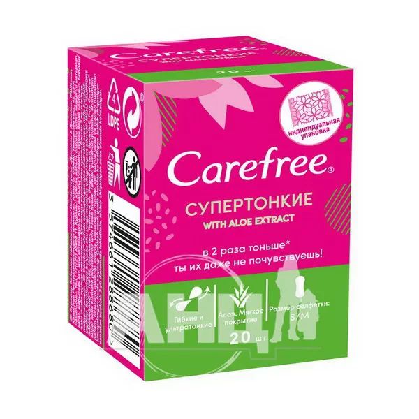 %Ежедневные прокладки Carefree Aloe №20