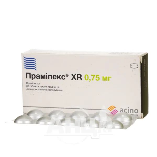Праміпекс xr таблетки пролонгованої дії 075 мг №30