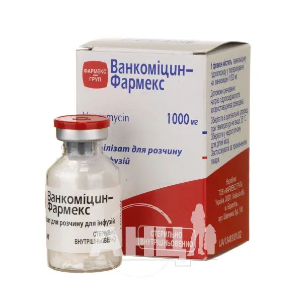Ванкоміцин-Фармекс ліофілізований порошок для розчину для інфузій 1000 мг флакон №1
