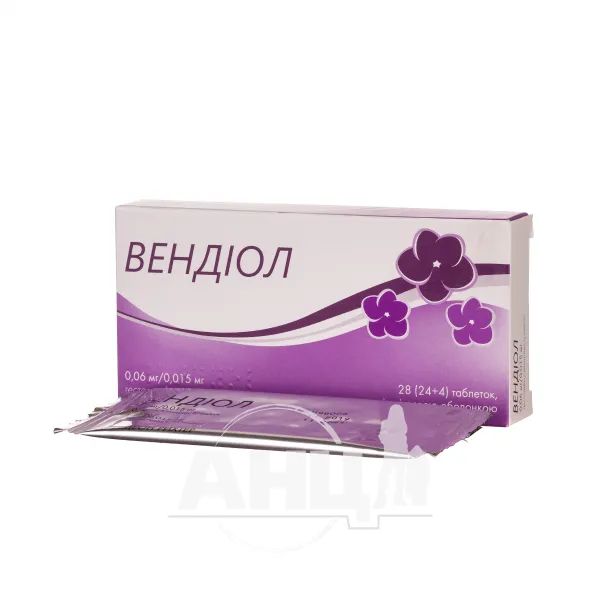 Вендиол таблетки покрытые пленочной оболочкой 0,06 мг + 0,015 мг блистер №28