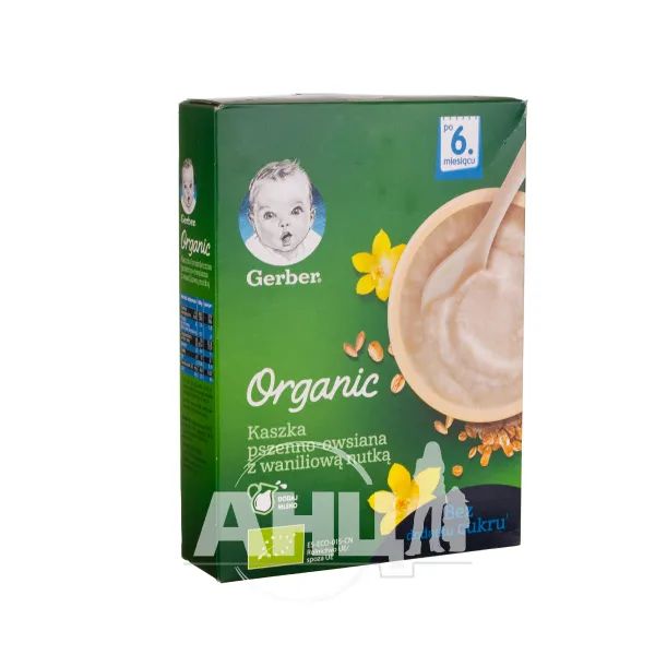 %Каша Gerber Organic безмолочна пшенично-вівсяна ваніль 240 г
