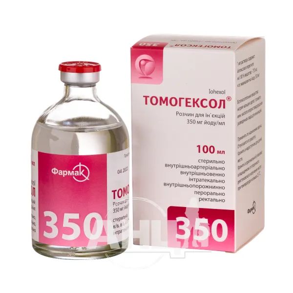 Томогексол розчин для ін'єкцій 350 мг йоду/ мл флакон 100 мл №1