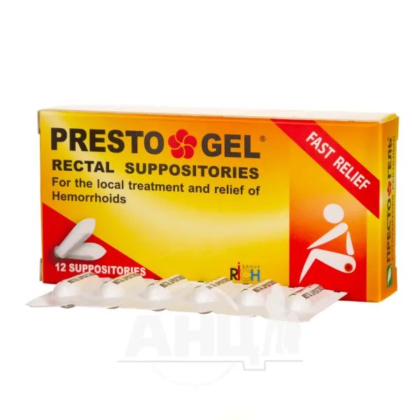 Престо гель супозиторії ректальні №12