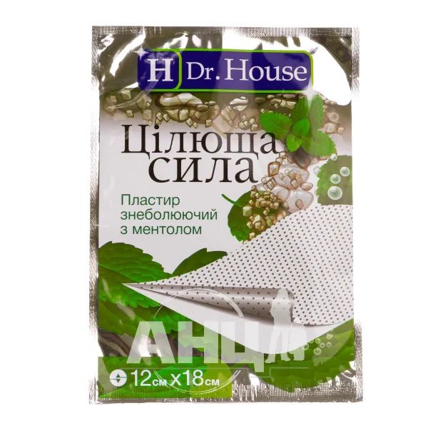 %Пластир знеболюючий з ментолом цілюща сила H Dr House 12 см х 18 см