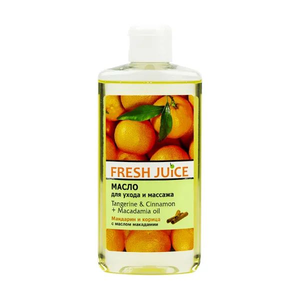 %Олія для догляду та масажу Fresh Juice Tangerine & Cinnamon + Macadamia oil 150 мл
