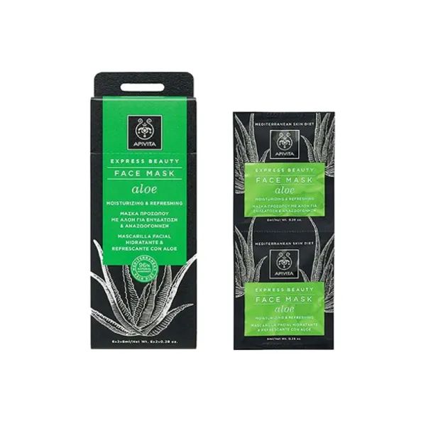 %Маска Apivita Express Beauty увлажняющая с алоэ 2х8 мл