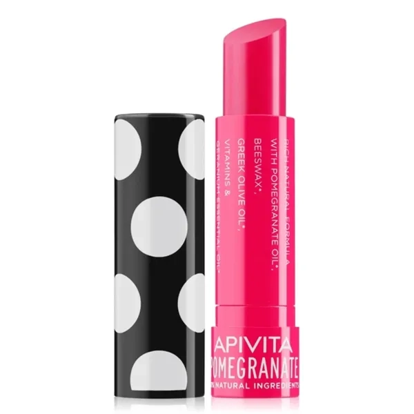 %Бальзам для губ Apivita з гранатом з органічним бджолиним воском і оливковою олією 4,4 г