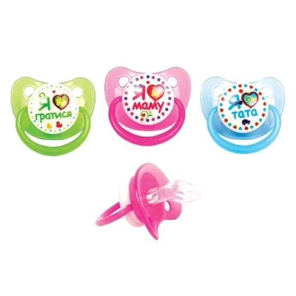 %Пустушка силіконова Курносики 7016 з прикусом 0-6 міс
