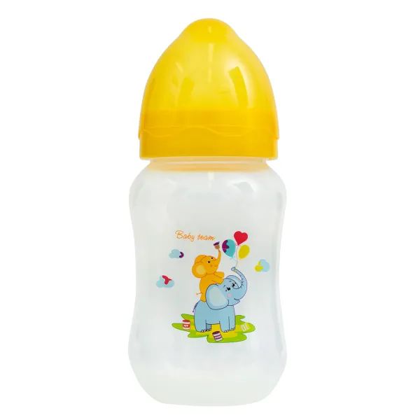 %Бутылочка для кормления Baby Team 1002 с широким горлом с силиконовой соской 250 мл