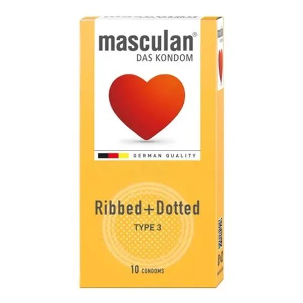 %Презервативы Masculan Ribbed+Dotted Nип 3 с кольцами и пупырышками №10