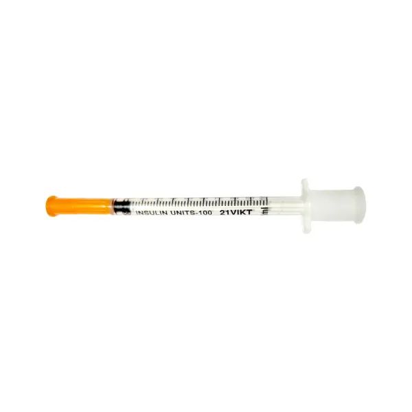%Шприц инсулиновый 1мл 21 vikt трехкомпонентный с интегрированной иглой 30g