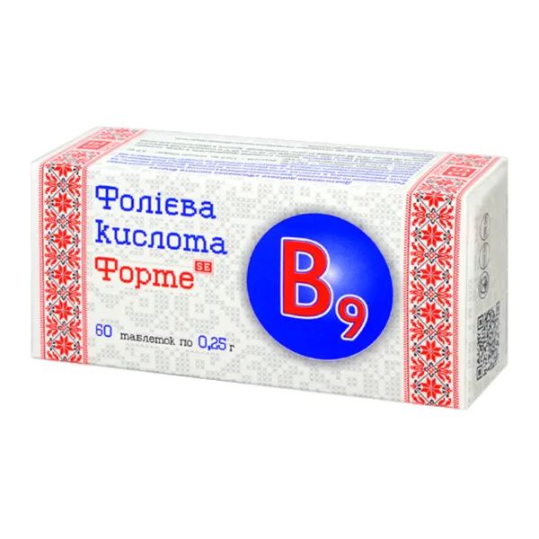 %Фолієва кислота таблетки 0,25 г №30