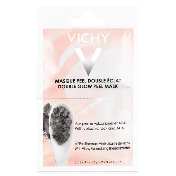 %Мінеральна маска-пілінг Vichy Double Glow Peel Mask подвійний блиск для шкіри обличчя 2 х 6 мл
