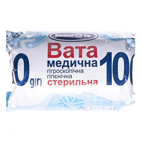 %Вата медицинская гигроскопическая гигиеническая стерильная рулон 100 г