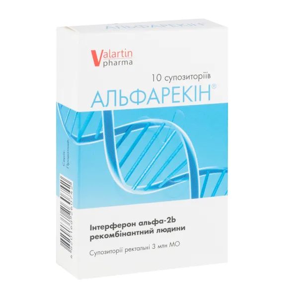 %Альфарекін супозиторії ректальні 3000000 МО стрип 1 г №10