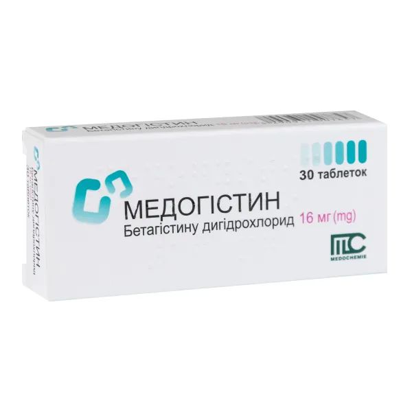 %Медогістин таблетки 16 мг блістер №30