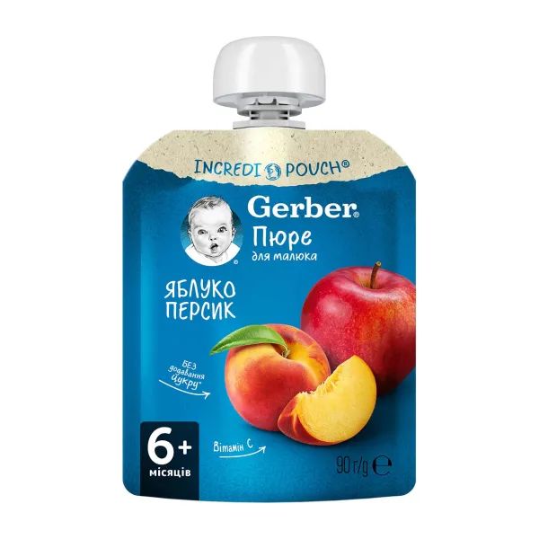 %Пюре Gerber яблуко та персик 90 г