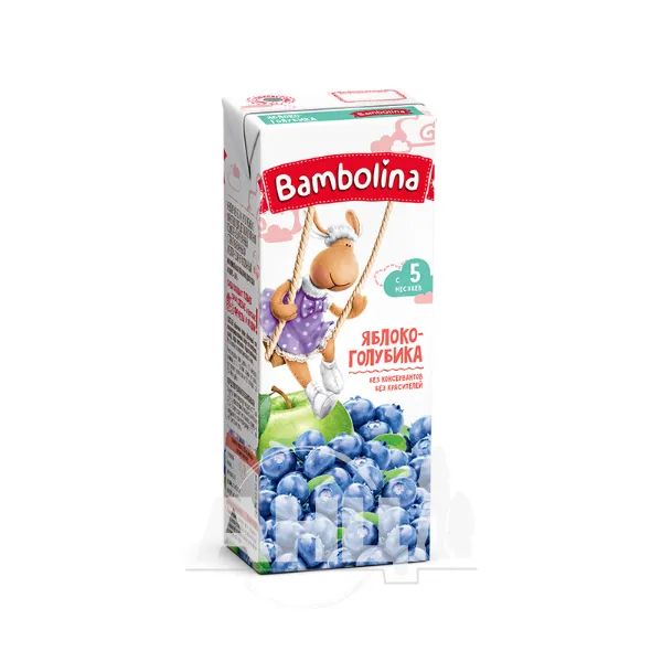 %Нектар фруктовый для детей грудного возраста Bambolina яблоко, голубика 200 мл
