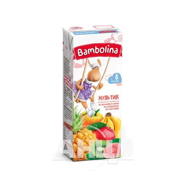 %Сок фруктовый для детей грудного возраста Bambolina мультифруктовый 200 мл