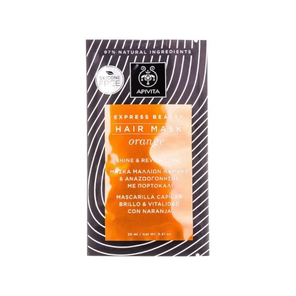 %Маска Apivita Express Beauty для волосся блиск та оздоровлення з апельсином 20 мл