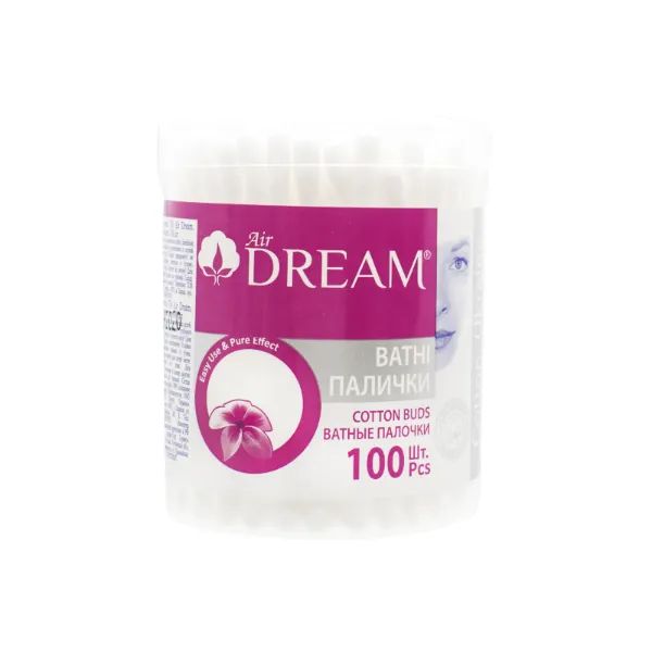%Палочки ватные косметические Air Dream пластиковая банка №100
