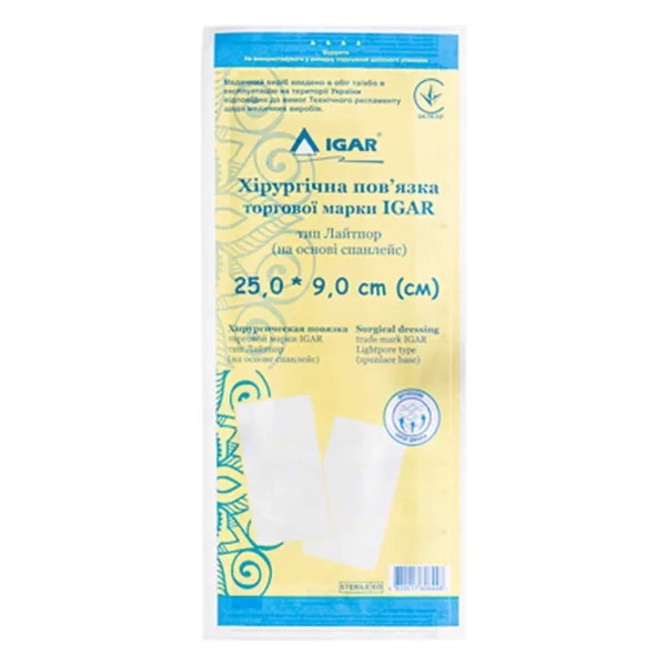 %Пластырь бактерицидный Igar лайтпор 25 х 9 см хирургическая повязка