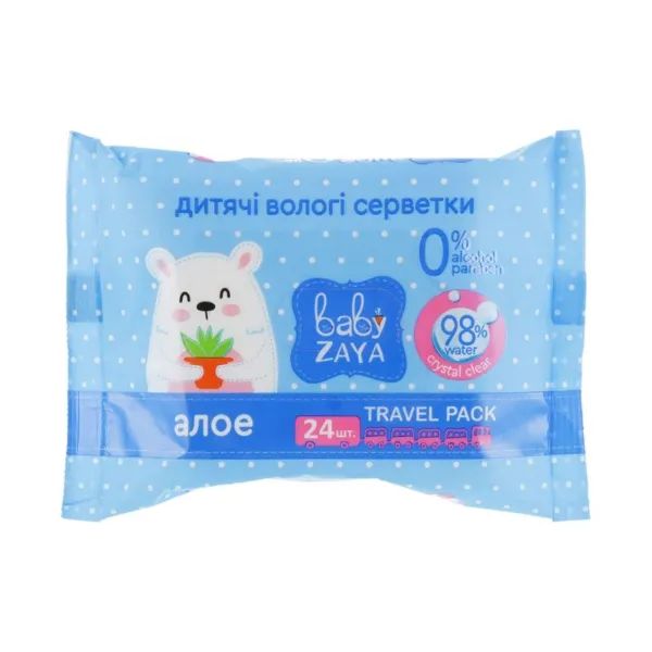 %Вологі серветки Baby Zaya алоэ №24