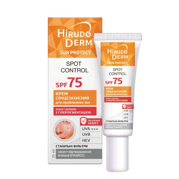 %Крем сонцезахисний для проблемних зон spf 75 Spot control hirudo derm sun protect 25 мл