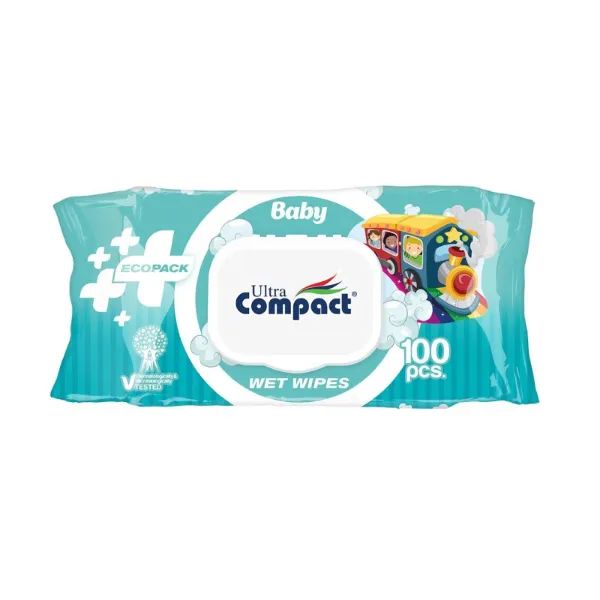 %Детские влажные салфетки Ultra Compact Ecopack с клапаном №100